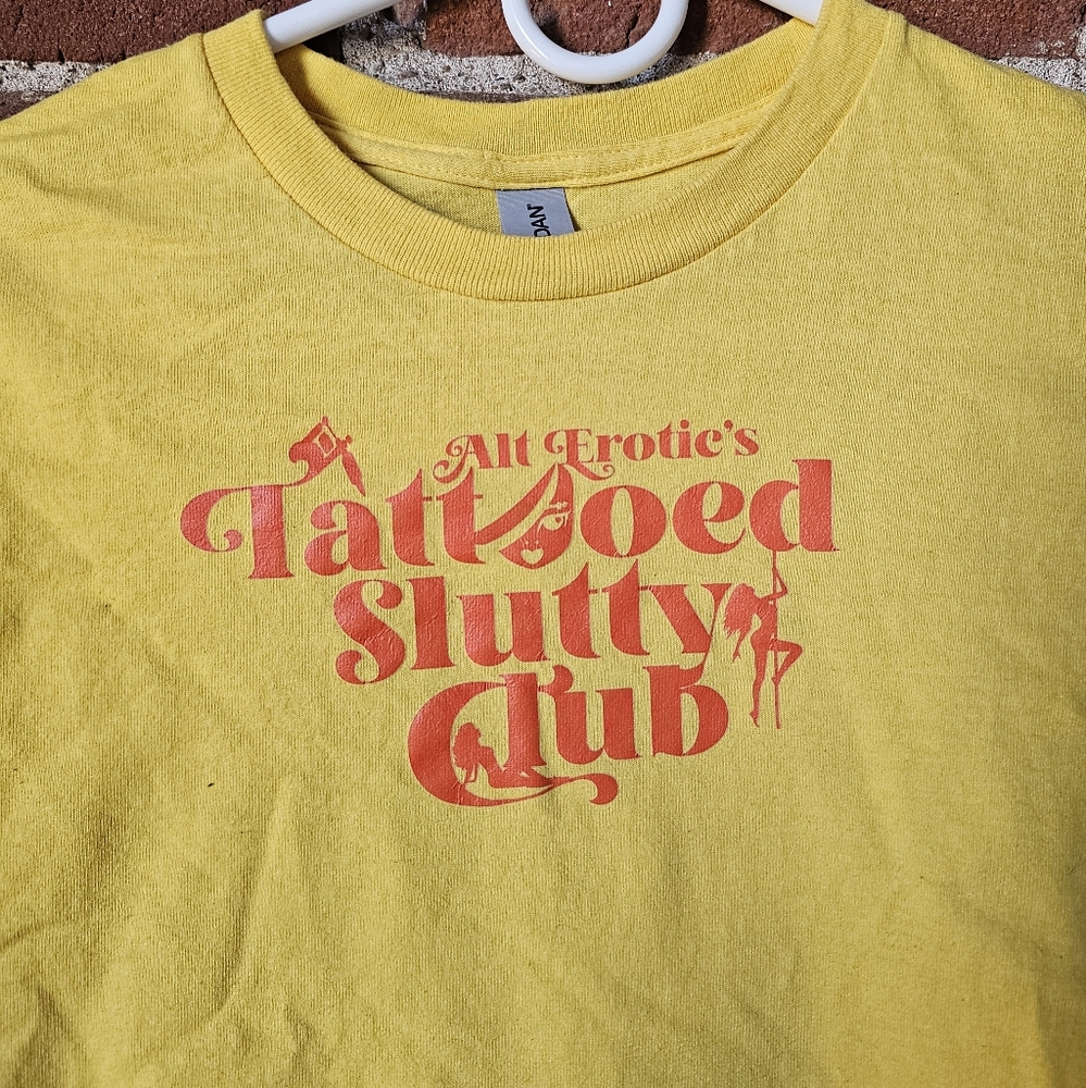 Tattooed Slutty Club Yellow T-Shirt size Small